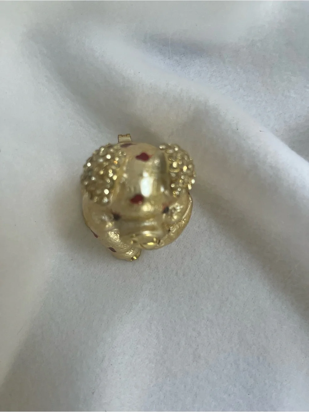 Gold and Red Pig with Crystals Trinket Box